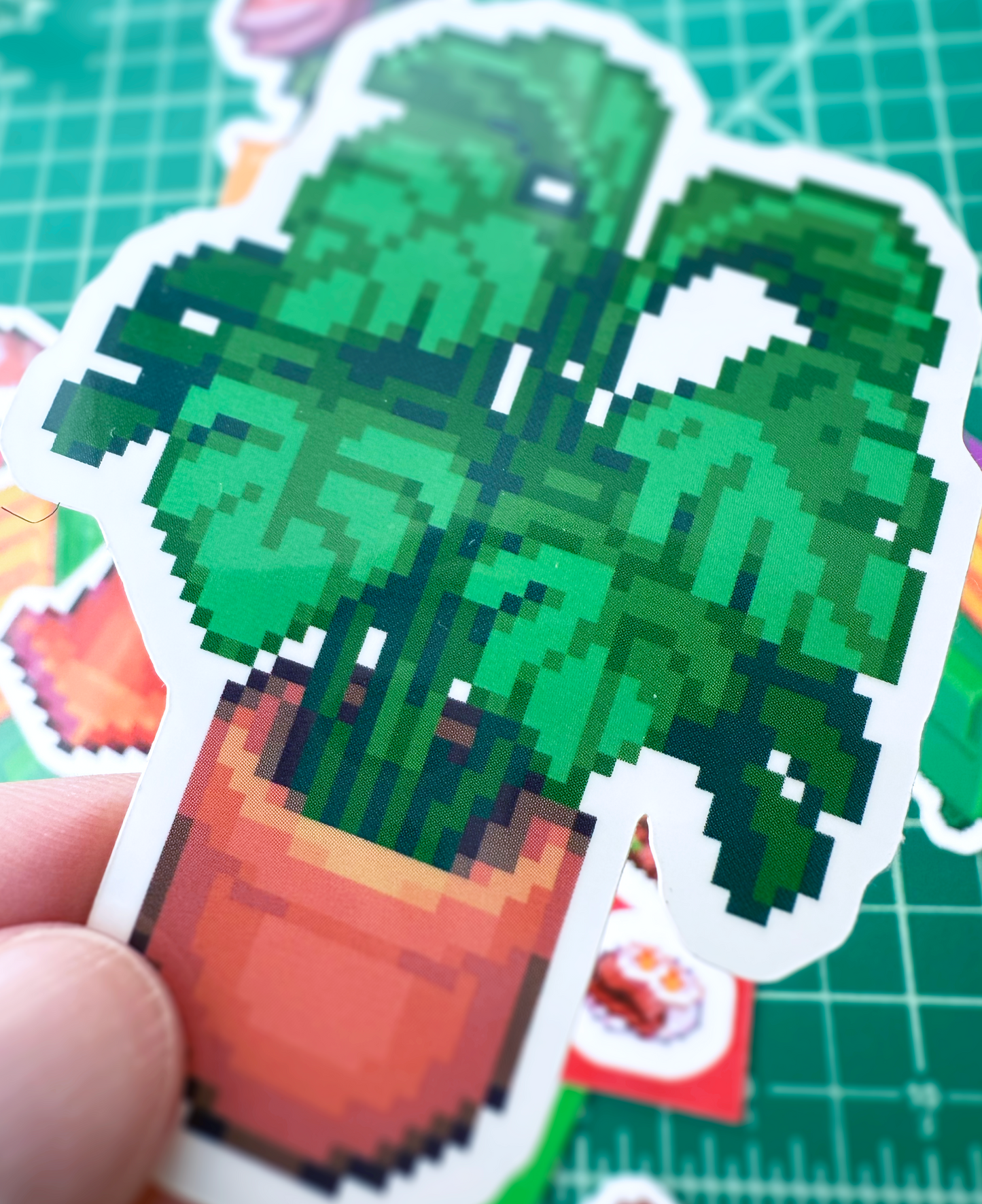 Monstera plant pixel art sticker
