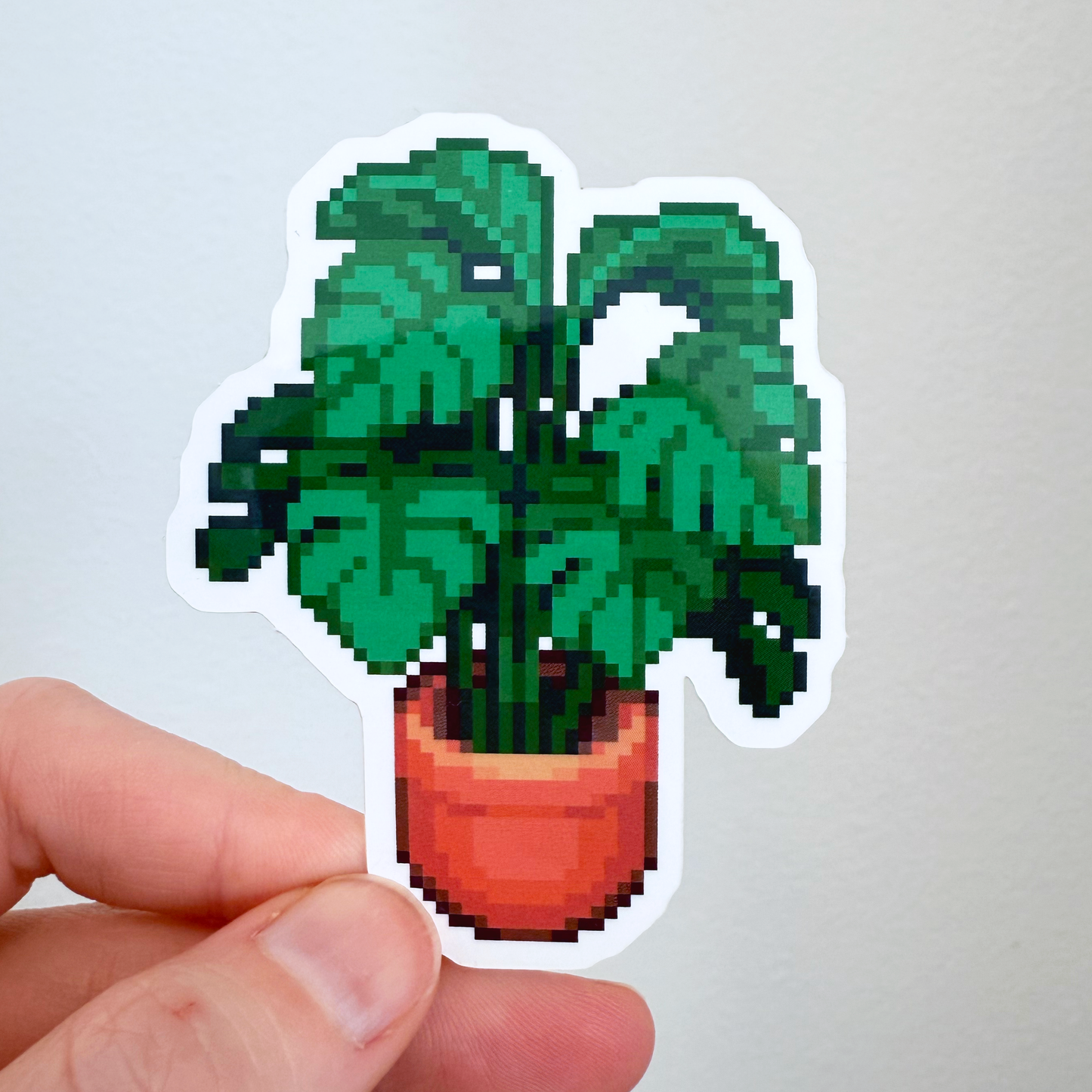 Monstera plant pixel art sticker