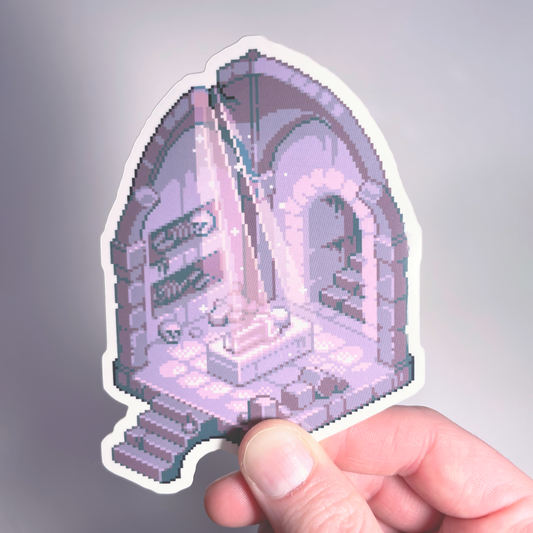 Isometric catacombs pixel art sticker