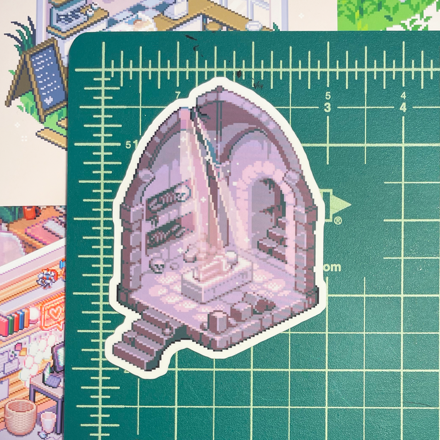Isometric catacombs pixel art sticker