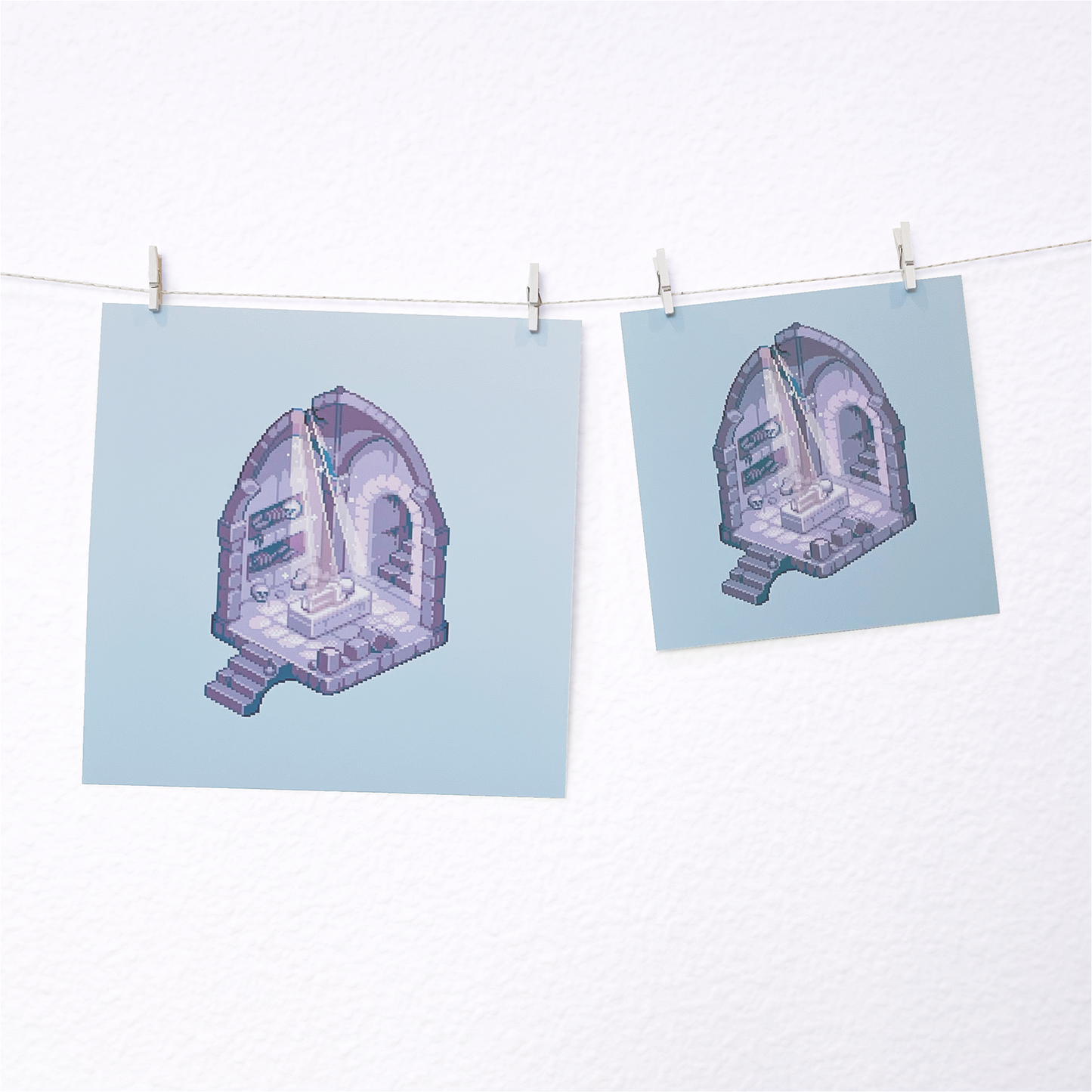 Isometric catacombs pixel art print