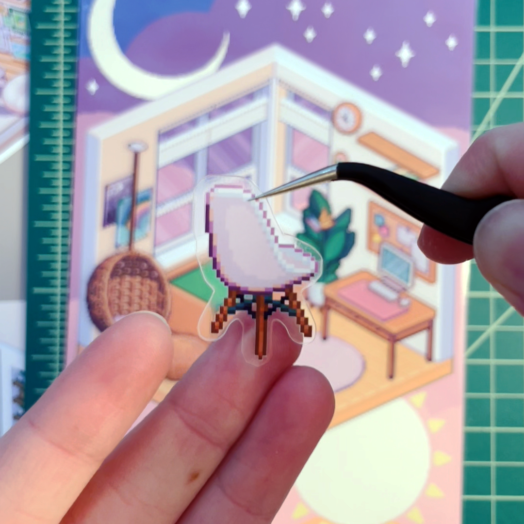 Pixel dreamy bedroom stickersheet - Decorate it yourself!