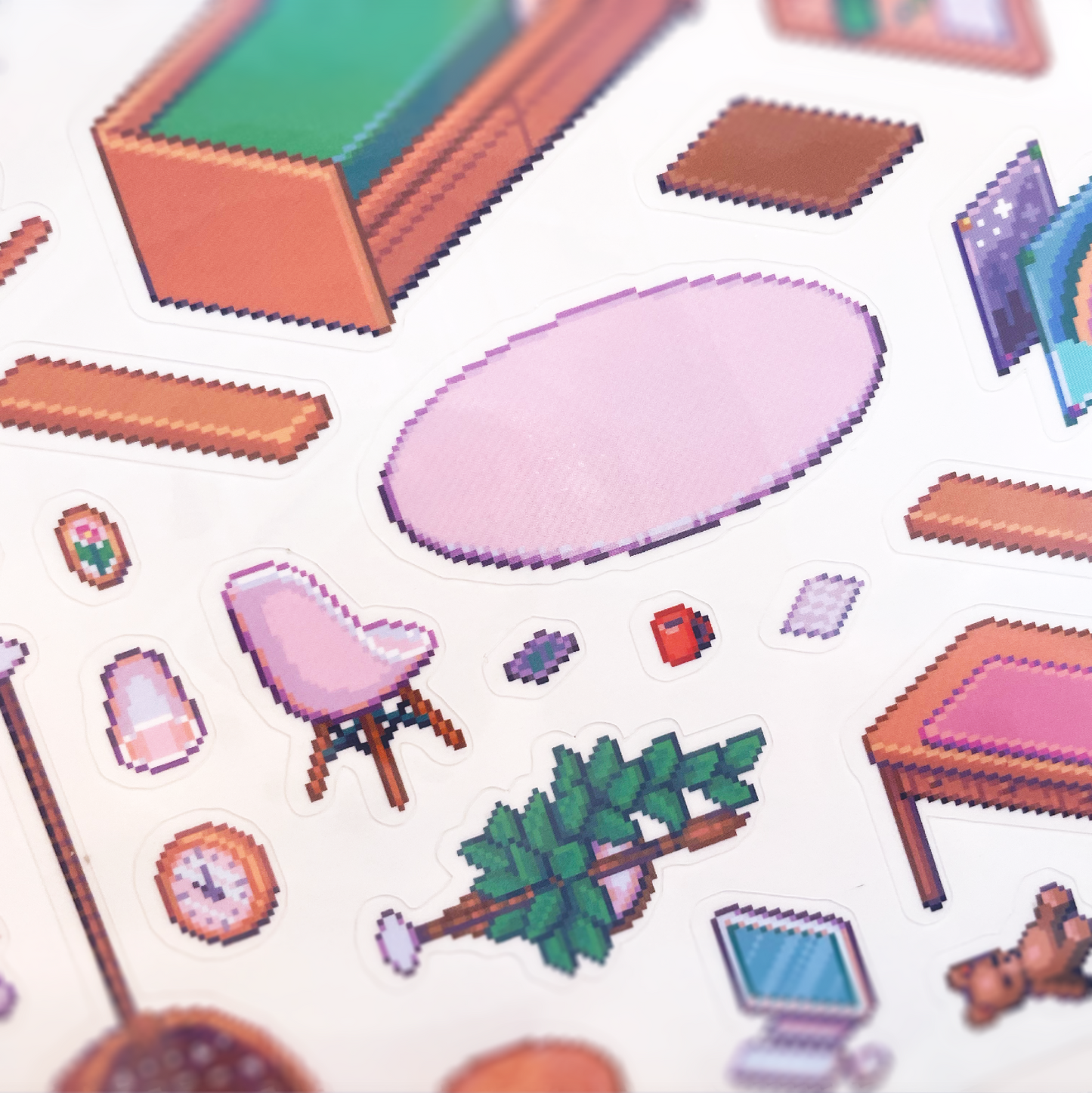 Pixel dreamy bedroom stickersheet - Decorate it yourself!