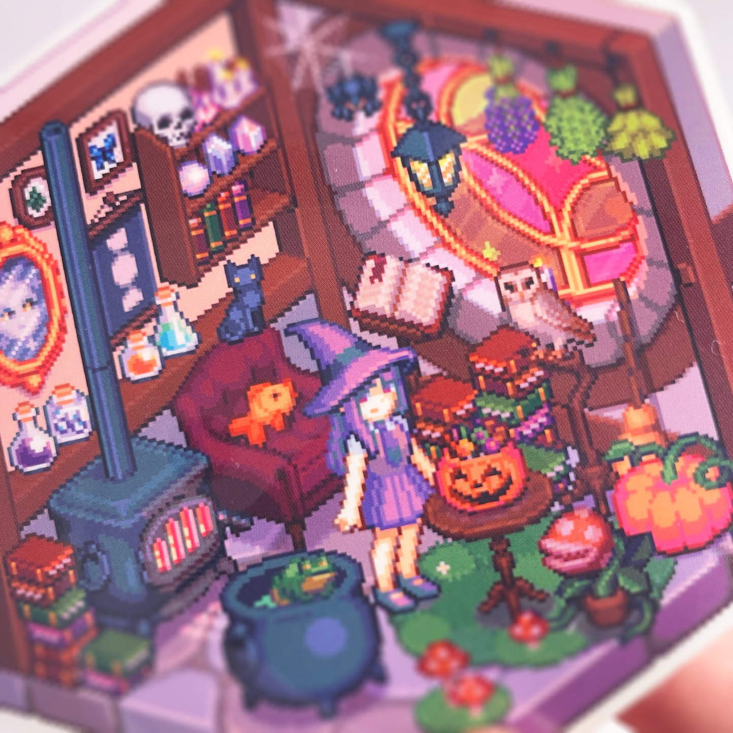 Isometric halloween room pixel art sticker