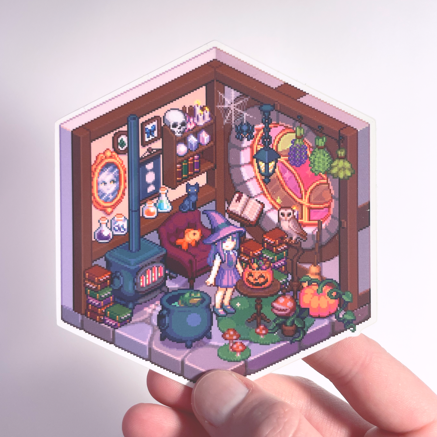Isometric halloween room pixel art sticker