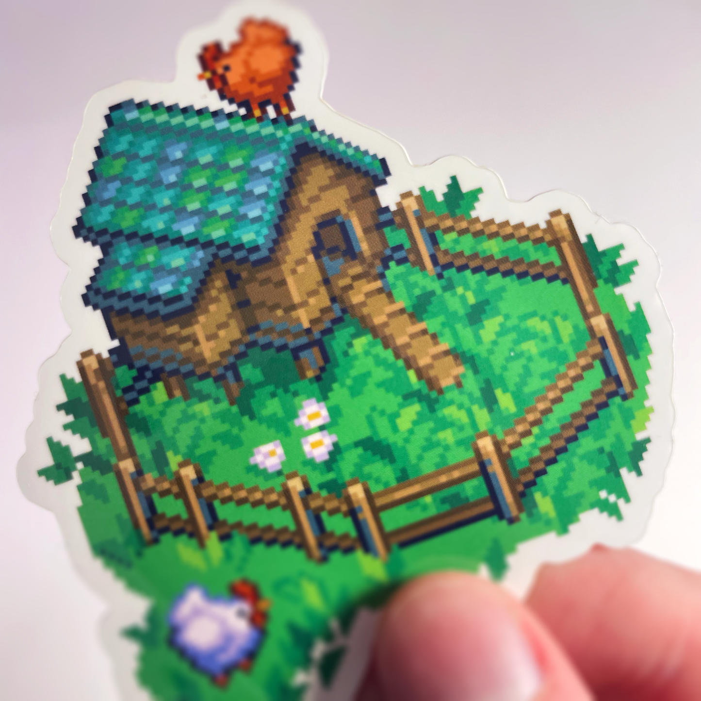 Chicken coop pixel art sticker