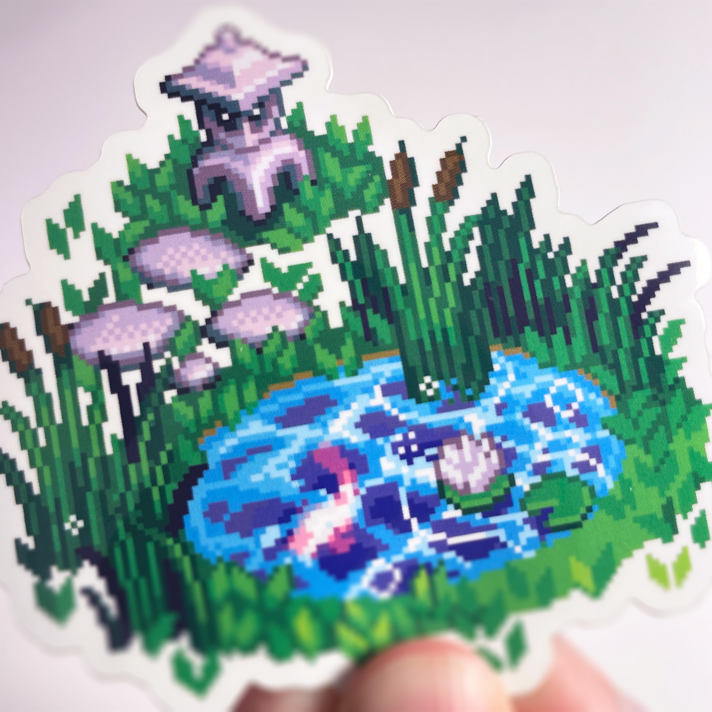 Koi pond pixel art sticker