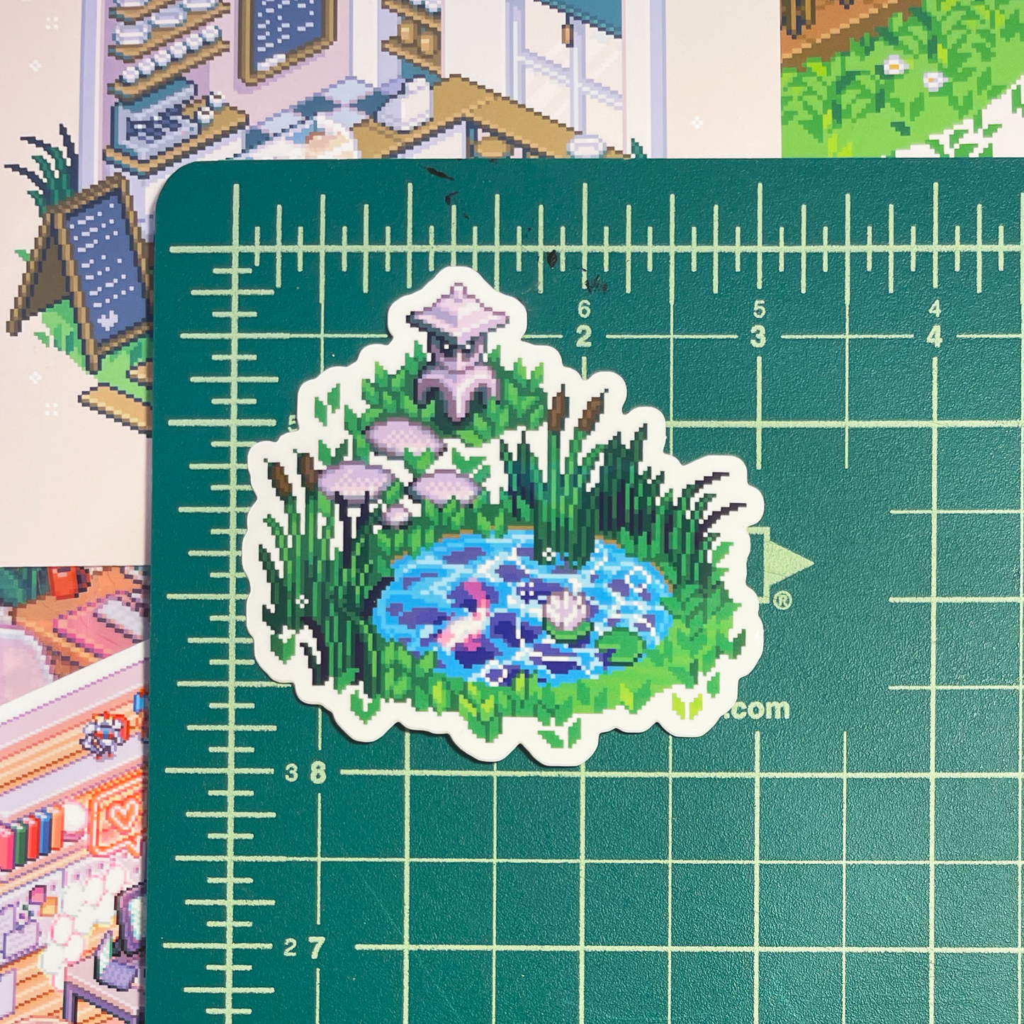 Koi pond pixel art sticker