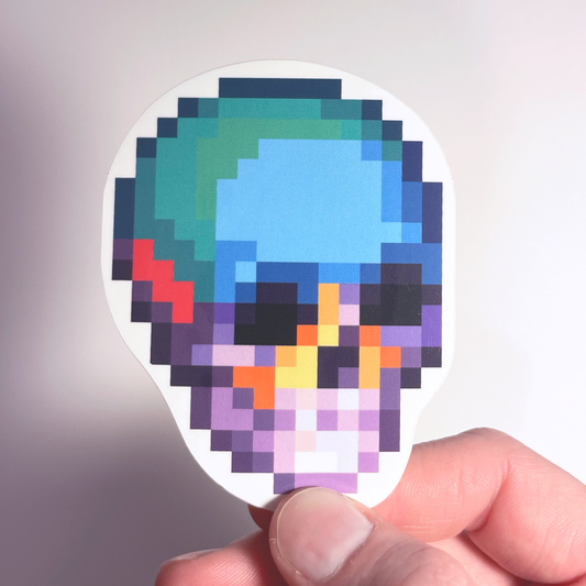 Skull pixel art sticker